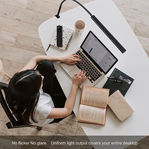EYOCEAN Schreibtischlampe LED mit Fernbedienung, Verstellbare Schwanenhals Klemmleuchte, Einstellbare Dimmen & Farbtemperaturen, Berührungssteuerung Büro Tischlampe, 12W, Mattschwarz