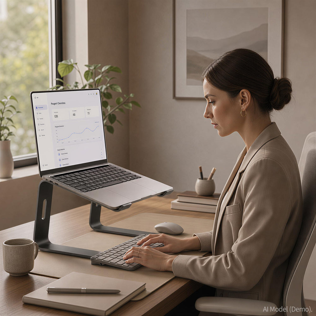 Orionstar Laptop Ständer, Ergonomischer Laptop Stand für Schreibtisch, Aluminium Laptop Halterung mit Belüfteter, Laptopständer Kompatibel mit MacBook Air Pro Samsung Notebook 10-15.6 Zoll Schwarz