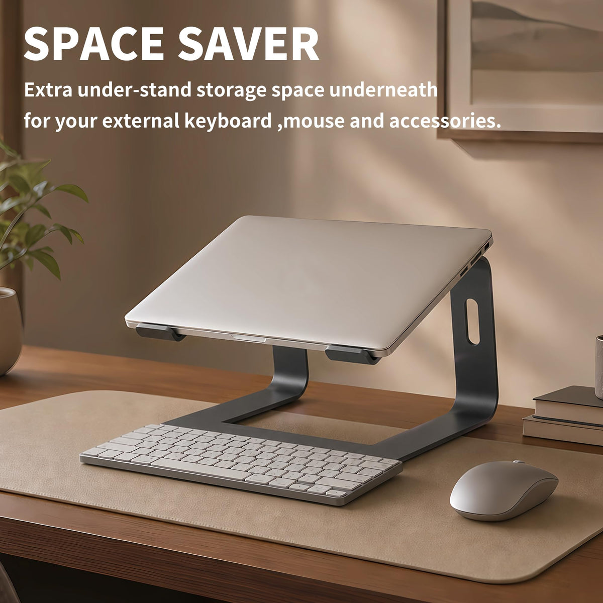 Orionstar Laptop Ständer, Ergonomischer Laptop Stand für Schreibtisch, Aluminium Laptop Halterung mit Belüfteter, Laptopständer Kompatibel mit MacBook Air Pro Samsung Notebook 10-15.6 Zoll Schwarz