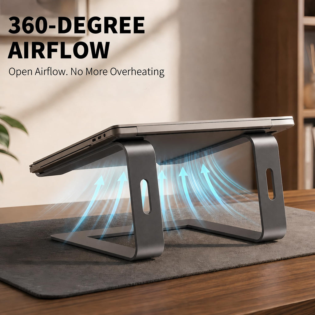 Orionstar Laptop Ständer, Ergonomischer Laptop Stand für Schreibtisch, Aluminium Laptop Halterung mit Belüfteter, Laptopständer Kompatibel mit MacBook Air Pro Samsung Notebook 10-15.6 Zoll Schwarz