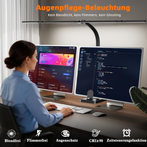 24W Schreibtischlampe LED Dimmbar mit Einstellbare 4-Segment-Lichtleiste