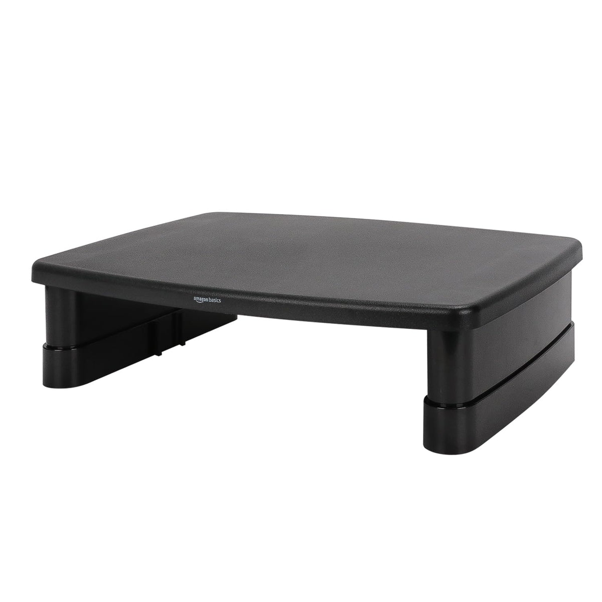 Amazon Basics Höhenverstellbarer Monitorständer mit Organizer, 3-stufiges Stapelbares Design, ABS-Kunststoff, Trägt bis zu 10,0kg, für Monitore & Laptops, Schwarz
