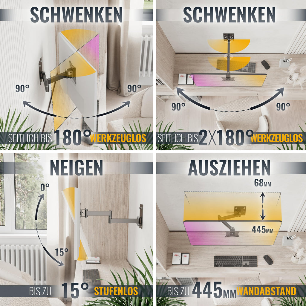 RICOO R02-11 PC Monitor Halterung TV Wandhalterung Fernseher 13-34 Zoll