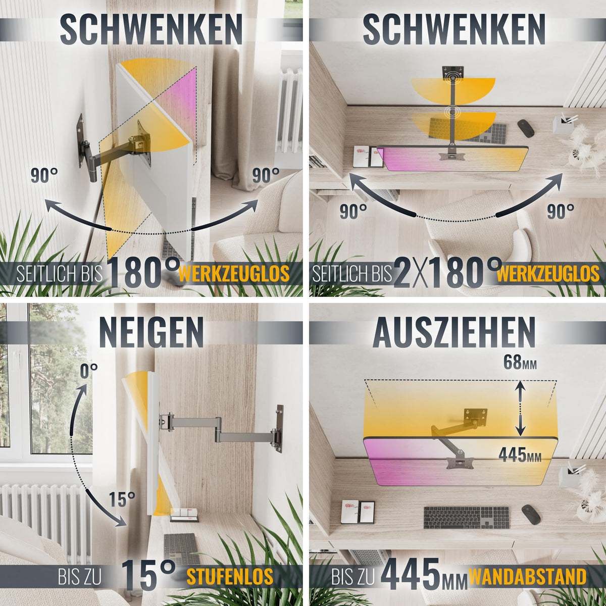 RICOO R02-11 PC Monitor Halterung TV Wandhalterung Fernseher 13-34 Zoll