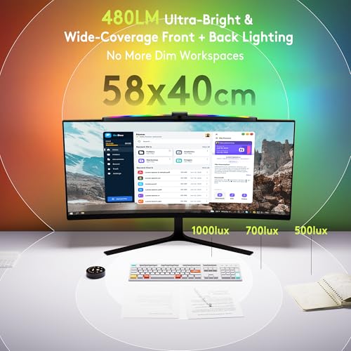 Quntis 66cm Curved Monitor Lampe RGB-Hintergrundbeleuchtung Fernbedienung