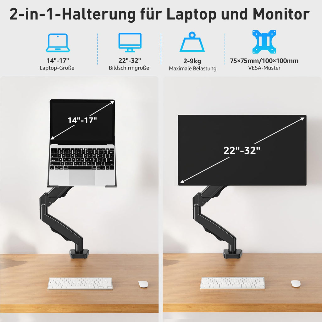 MOUNTUP 2 in 1 Monitor Halterung mit Laptopablage für Laptop & Monitor