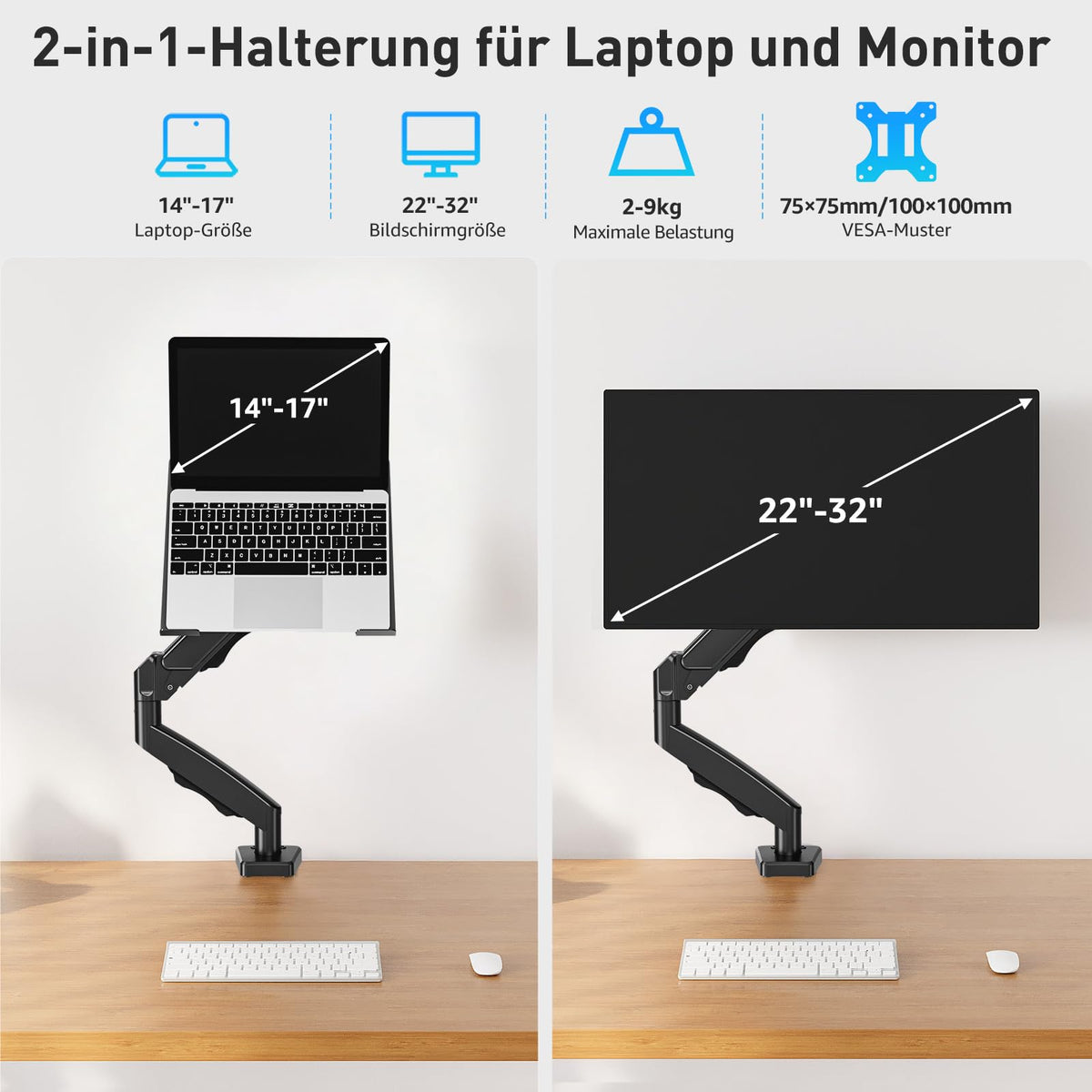 MOUNTUP 2 in 1 Monitor Halterung mit Laptopablage für Laptop & Monitor