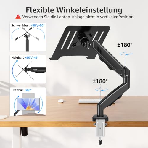 MOUNTUP 2 in 1 Monitor Halterung mit Laptopablage für Laptop & Monitor