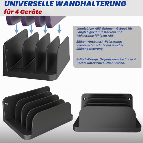 sciuU Wandhalterung für 4 Geräte – für Tablet, Slim Laptop, Handy, eReader