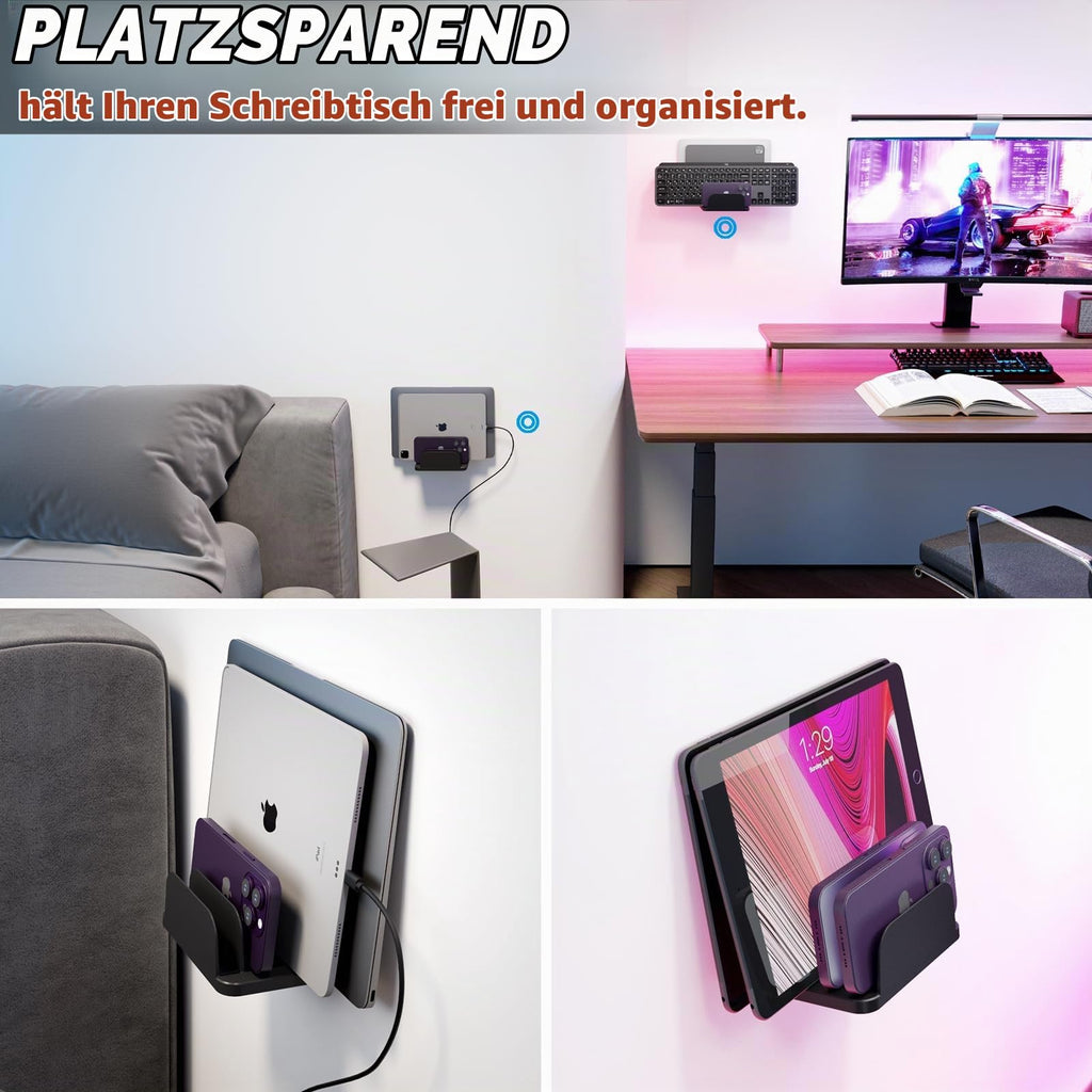 sciuU Wandhalterung für 4 Geräte – für Tablet, Slim Laptop, Handy, eReader