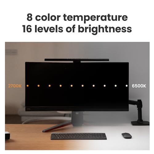 BenQ ScreenBar Pro LED Monitor Lampe – blendfreies Licht, automatisches Ein-/Ausschalten, universelle Klemme, ultrabreite Beleuchtung, einstellbare Farbtemperatur & Helligkeit, Auto-Dimmen, Schwarz