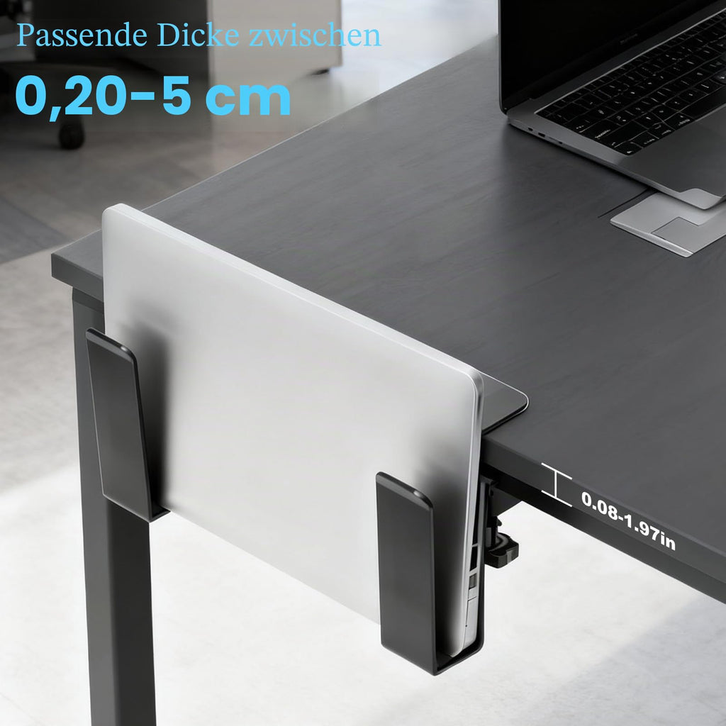 Verstellbare Laptop Halterung, 2 Stück Schreibtisch Seitenaufbewahrung ohne Bohren, Aufhängbarer Metall Ständer & Organizer mit Kratzfestem Silikon, Vertikale Halterung für Notebook Büro Homeoffice