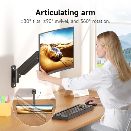 suptek Monitor Wandhalterung für 13-32 Zoll LED/LCD/TV Bildschirm bis 9 kg, Monitor Halterung mit voller einstellbaren Gasfeder, Höhenverstellbar, Neigbar Schwenkbar und Drehbar, VESA 75/100, WM011