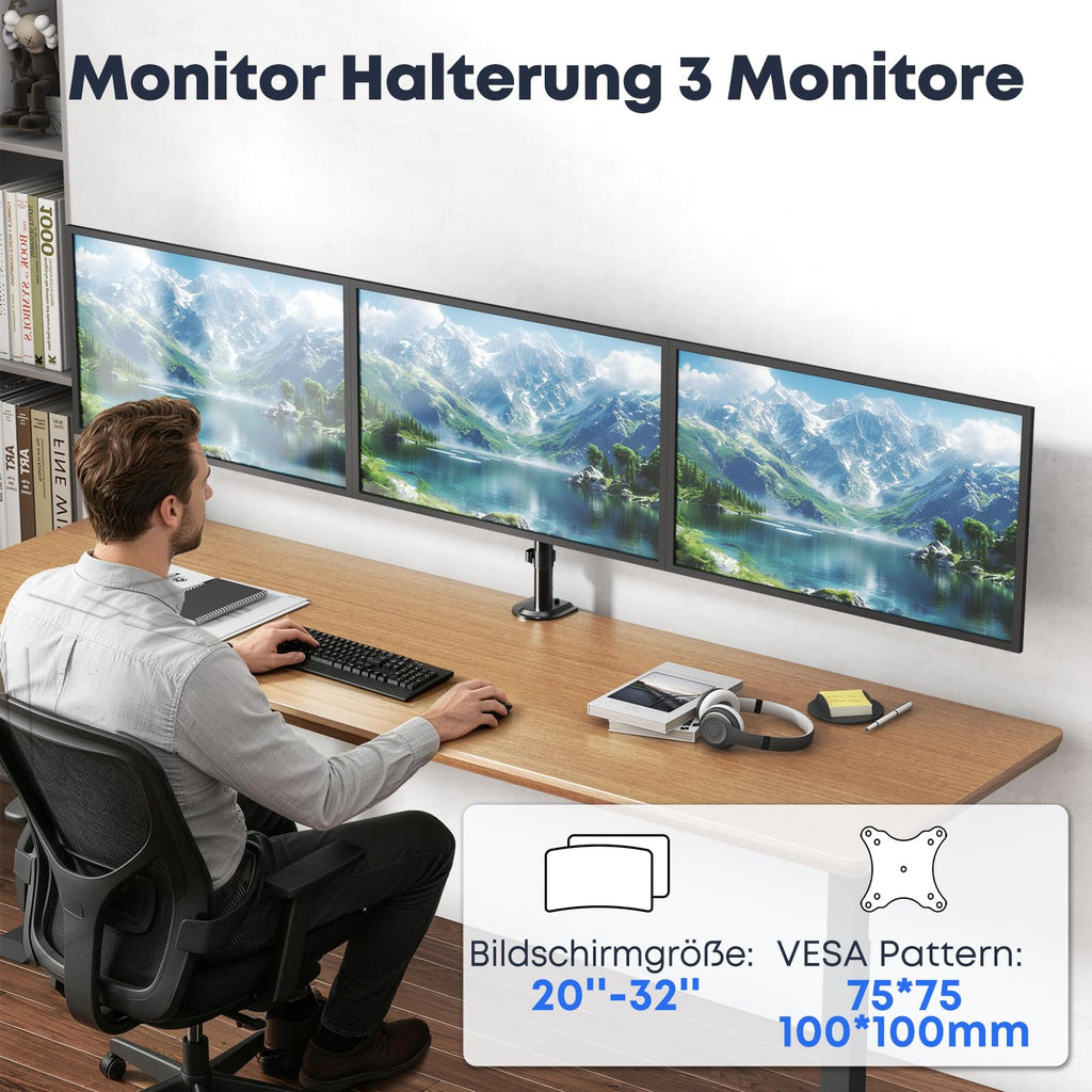 20-32 Zoll Monitor Halterung 3 Monitore, up to 9 kg/arm