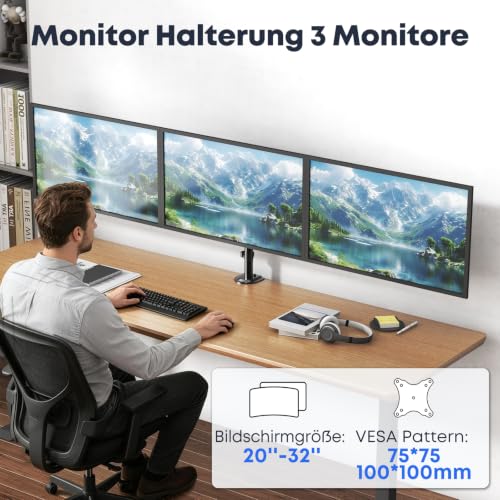 20-32 Zoll Monitor Halterung 3 Monitore, up to 9 kg/arm