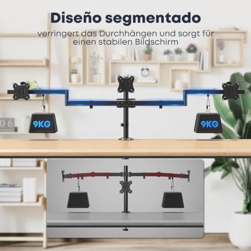 20-32 Zoll Monitor Halterung 3 Monitore, up to 9 kg/arm