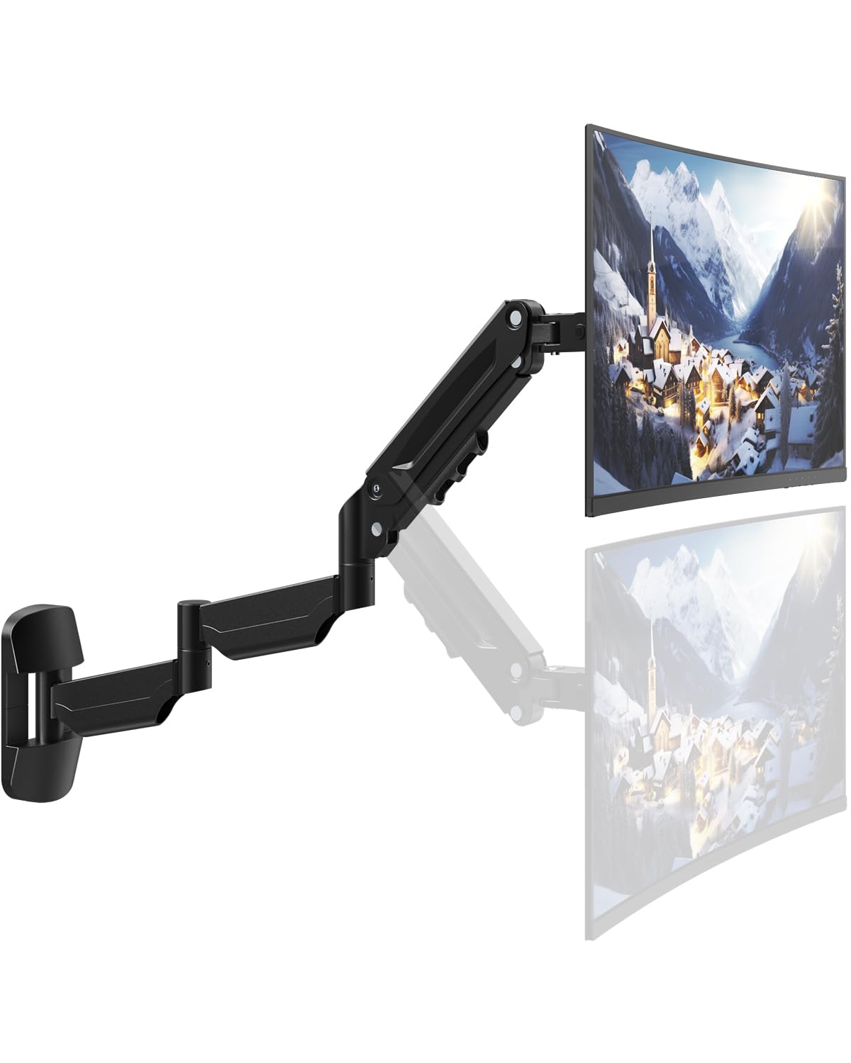 Monitor Wandhalterung Gasfeder 17–32 Zoll – Extra Langer Monitorarm 76,9 cm, schwenkbar & höhenverstellbar, VESA 75/100, bis 9 kg, Schwarz