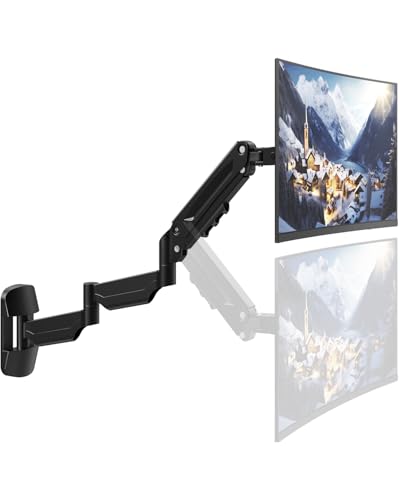 Monitor Wandhalterung Gasfeder 17–32 Zoll – Extra Langer Monitorarm 76,9 cm, schwenkbar & höhenverstellbar, VESA 75/100, bis 9 kg, Schwarz