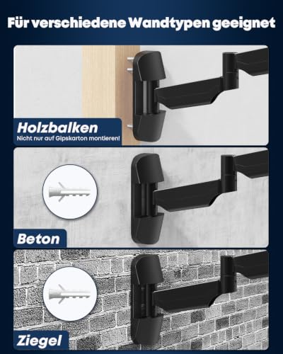 Monitor Wandhalterung Gasfeder 17–32 Zoll – Extra Langer Monitorarm 76,9 cm, schwenkbar & höhenverstellbar, VESA 75/100, bis 9 kg, Schwarz
