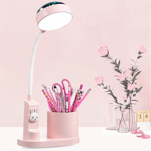 Kinder Schreibtischlampe LED Tischlampe mit Stifthalter Projektor