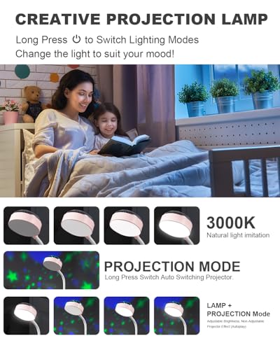 Kinder Schreibtischlampe LED Tischlampe mit Stifthalter Projektor