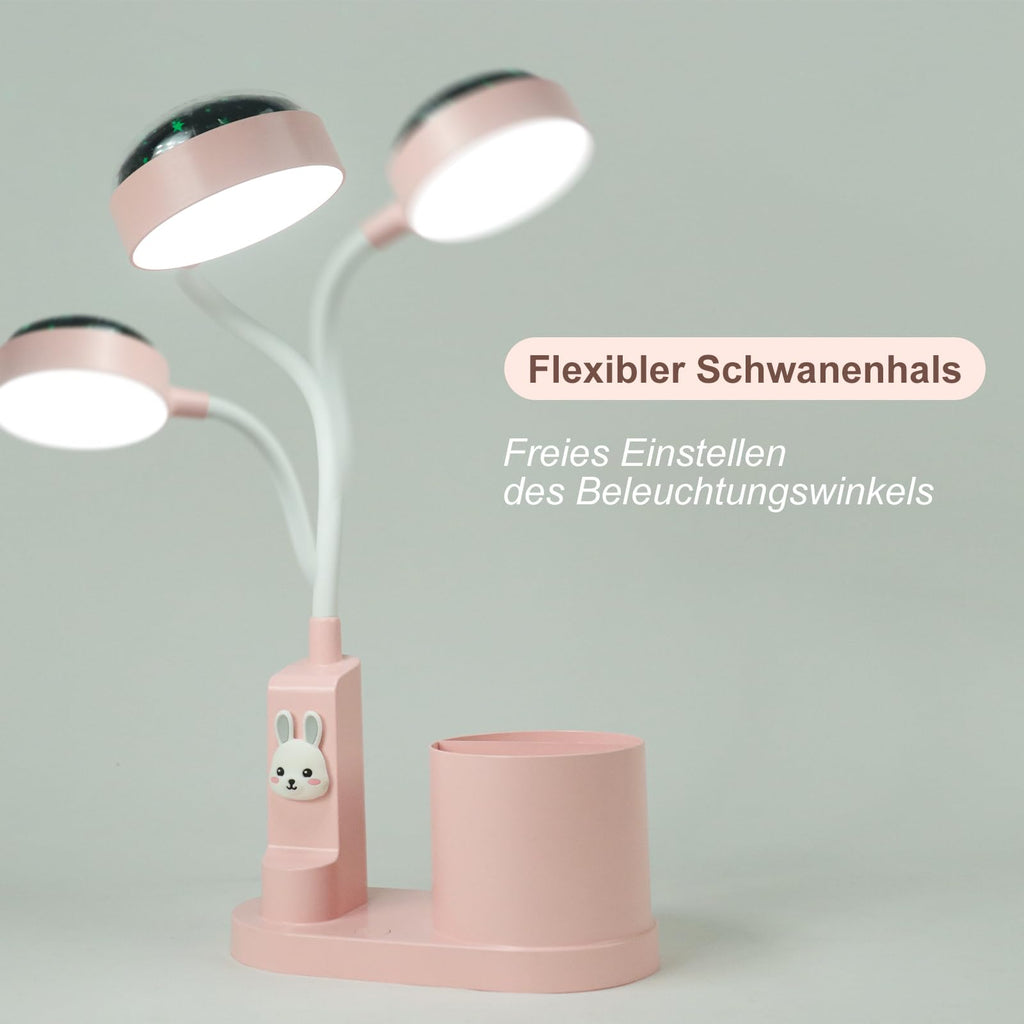 himmel Schreibtischlampe Kinder Nachttischlampe mit Stifthalter, Tischlampe mit automatischem Farbwechsel, dimmbare wiederaufladbare LED-Leselampe für Kinder (rosa)