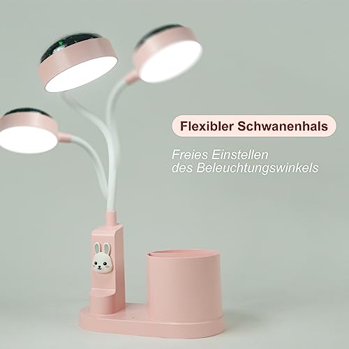 himmel Schreibtischlampe Kinder Nachttischlampe mit Stifthalter, Tischlampe mit automatischem Farbwechsel, dimmbare wiederaufladbare LED-Leselampe für Kinder (rosa)