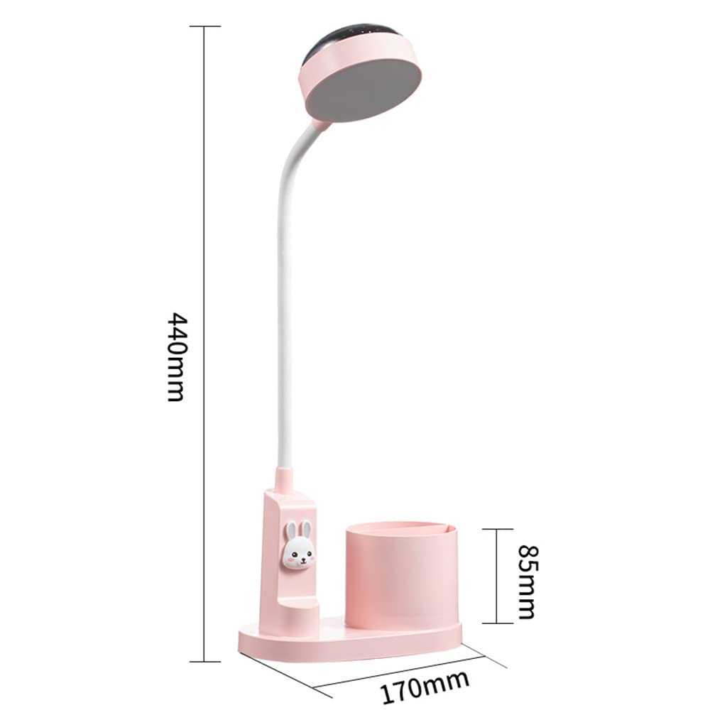 himmel Schreibtischlampe Kinder Nachttischlampe mit Stifthalter, Tischlampe mit automatischem Farbwechsel, dimmbare wiederaufladbare LED-Leselampe für Kinder (rosa)