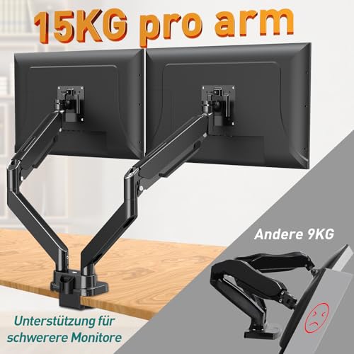 ELIVED Monitor Halterung 2 Monitore für 13-39" Bildschirme hält 2-15 kg