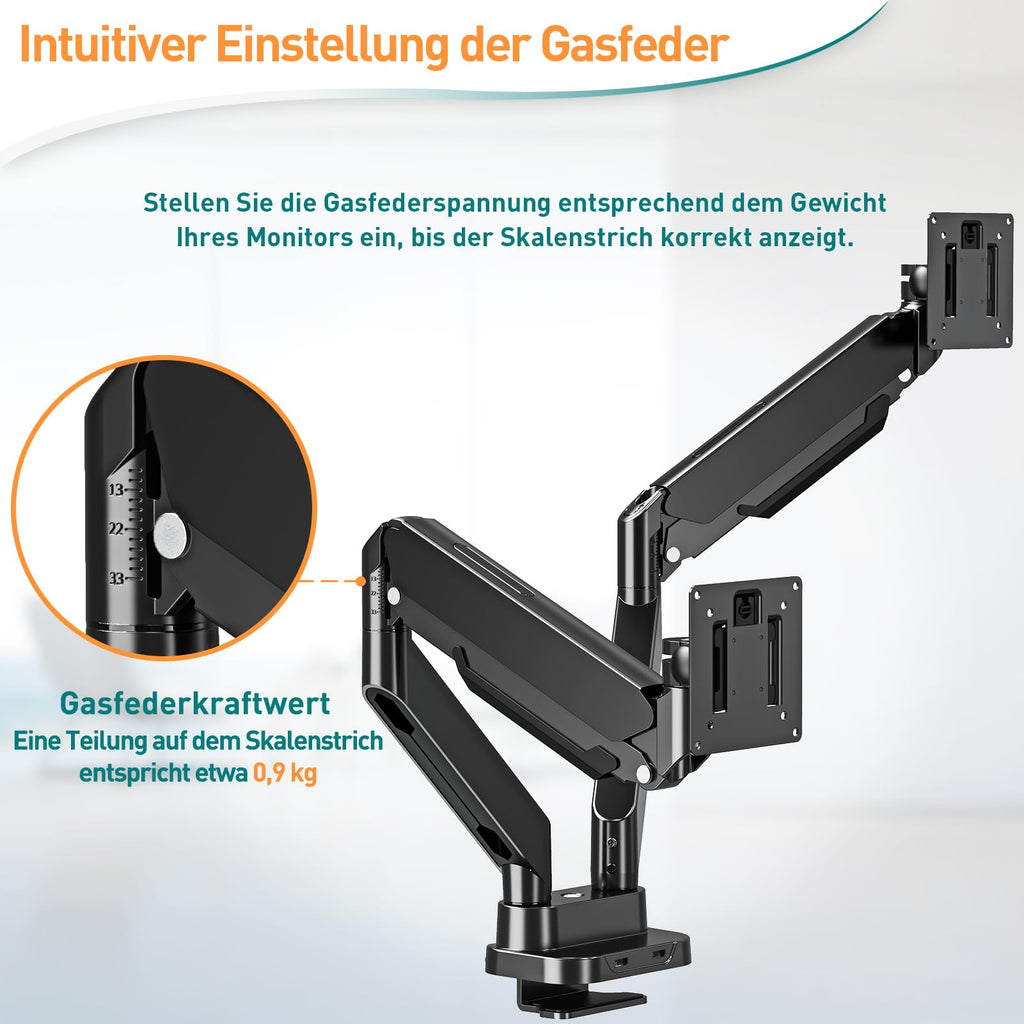 ELIVED Monitor Halterung 2 Monitore für 13-39" Bildschirme hält 2-15 kg