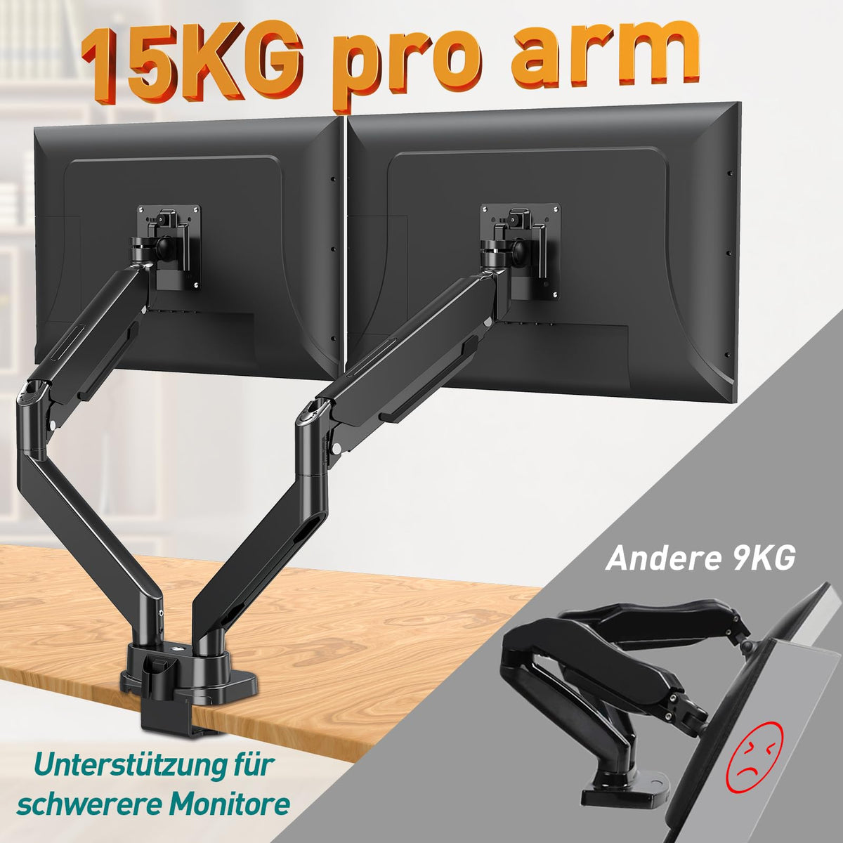 ELIVED Monitor Halterung 2 Monitore für 13-39" Bildschirme hält 2-15 kg