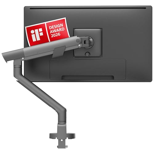3IDEE Flexi Pro Monitorarm Premium Monitor Halterung Tisch bis 40” & 11kg – Curved, Heavy Duty, federunterstützt, höhenverstellbar & voll beweglich – VESA 75/100 Slim Aluminium Design – Space Grey