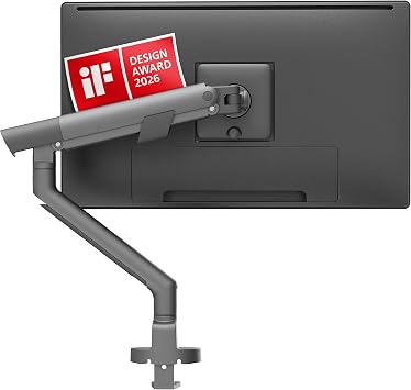 3IDEE Flexi Pro Monitorarm Premium Monitor Halterung Tisch bis 40” & 11kg – Curved, Heavy Duty, federunterstützt, höhenverstellbar & voll beweglich – VESA 75/100 Slim Aluminium Design – Space Grey