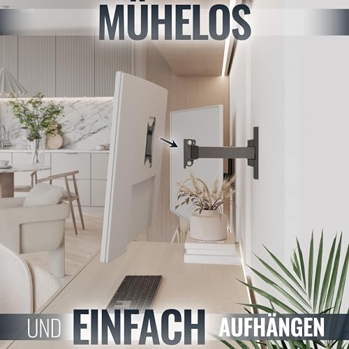 RICOO Monitor Halterung Wandhalterung Bildschirmhalterung Monitorhalterung Schwenkbar für 13-34 Zoll Flach Monitor-Arm Neigbar S7411 Computer Curved PC Bildschirm Wand-Halter VESA 75 x 75 100 x 100 mm