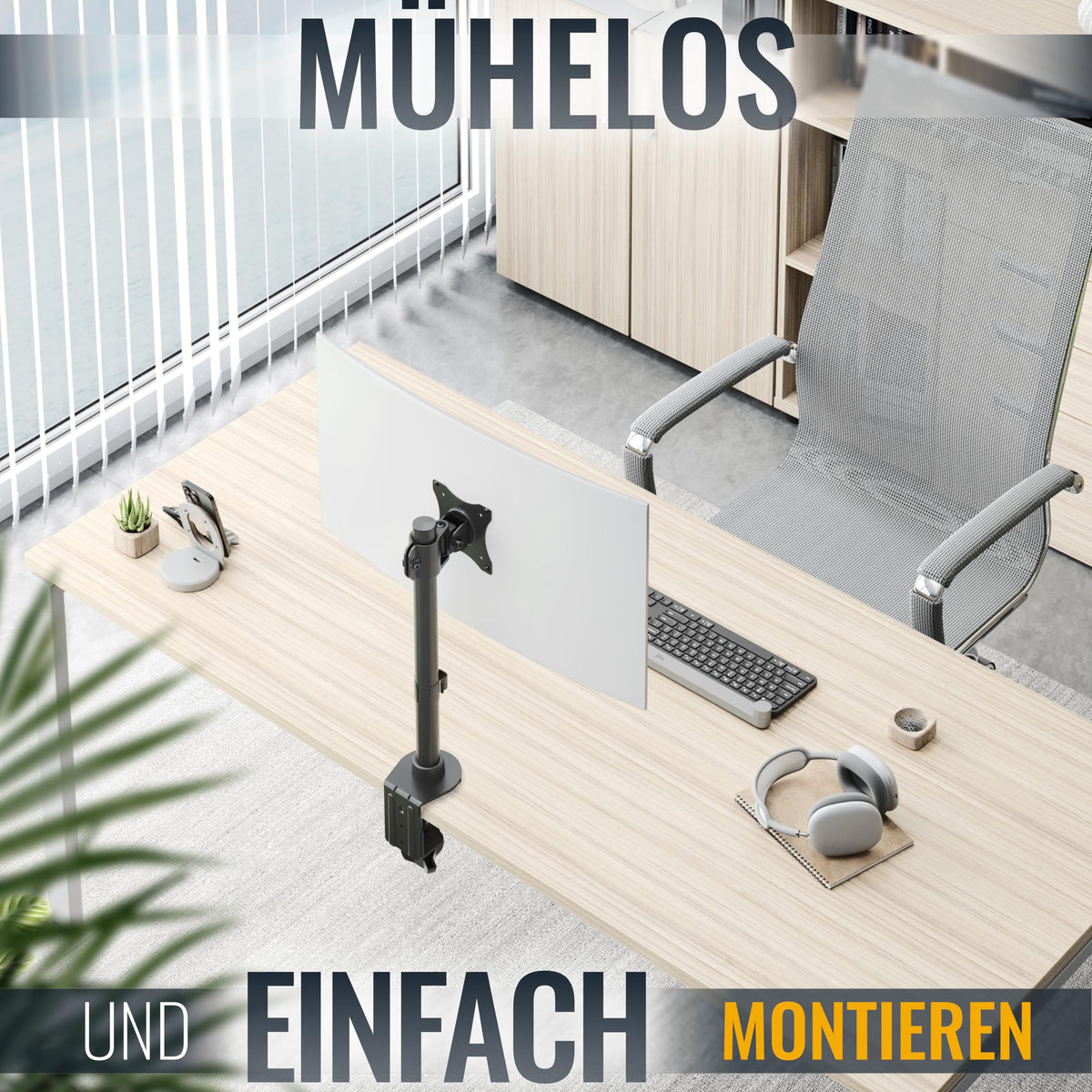RICOO Monitorarm Monitorhalterung Monitor Halterung Bildschirmhalterung für 13-34 Zoll Bildschirm Ständer TS7011 Tisch Arm für Computermonitor Schreibtisch Tischhalterung Monitor-Halter VESA 75 & 100