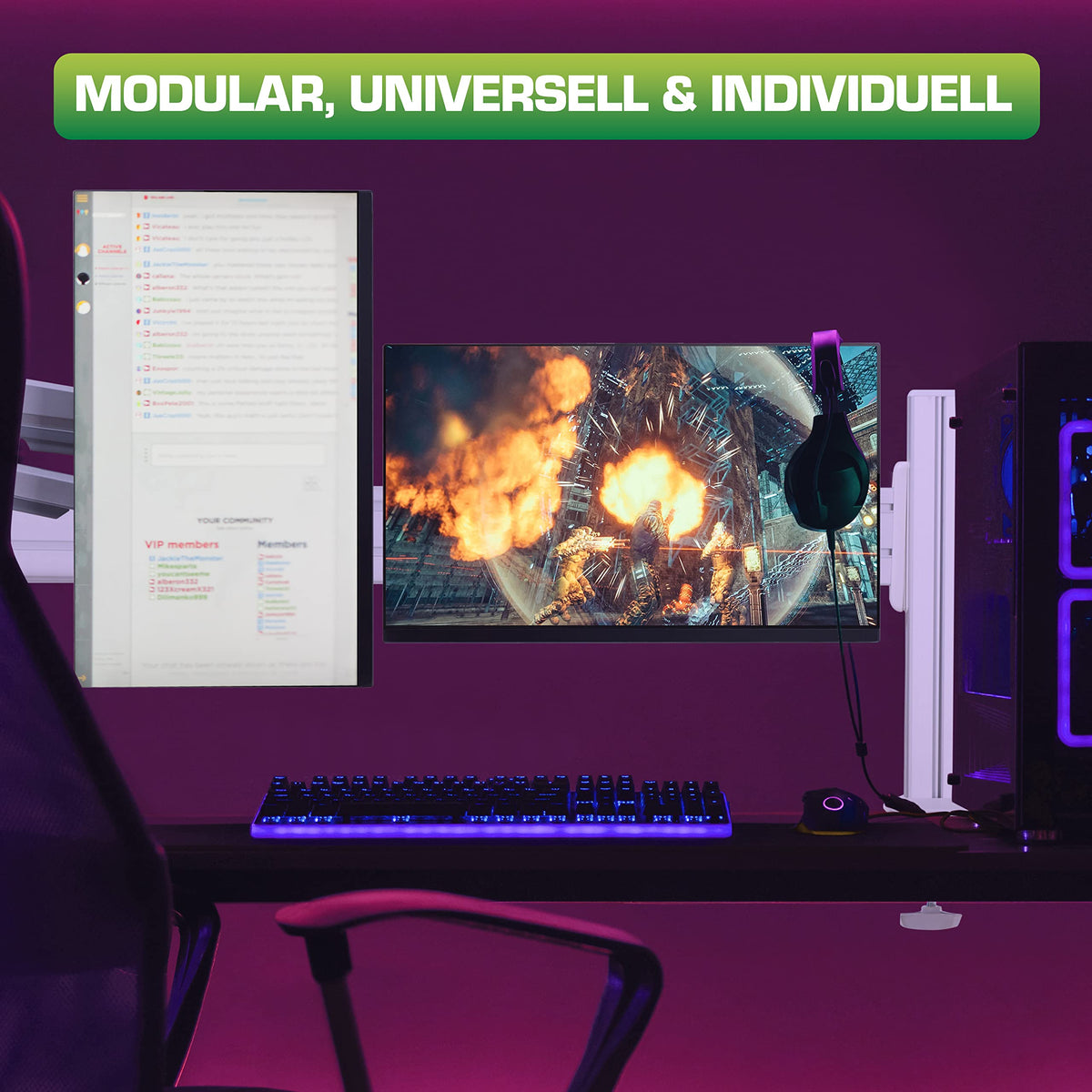 Inline Slatwall Monitorhalterung kurz, Monitor Arm für 13-27 Zoll Monitore, VESA 75/100 mm, Bildschirmhalterung schwarz, 1 Monitor, 23183A