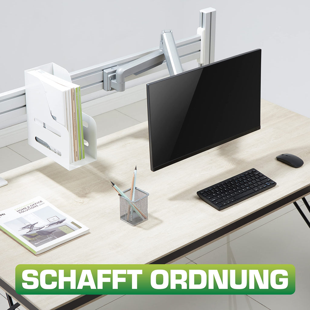 Inline Slatwall Monitorhalterung kurz, Monitor Arm für 13-27 Zoll Monitore, VESA 75/100 mm, Bildschirmhalterung schwarz, 1 Monitor, 23183A