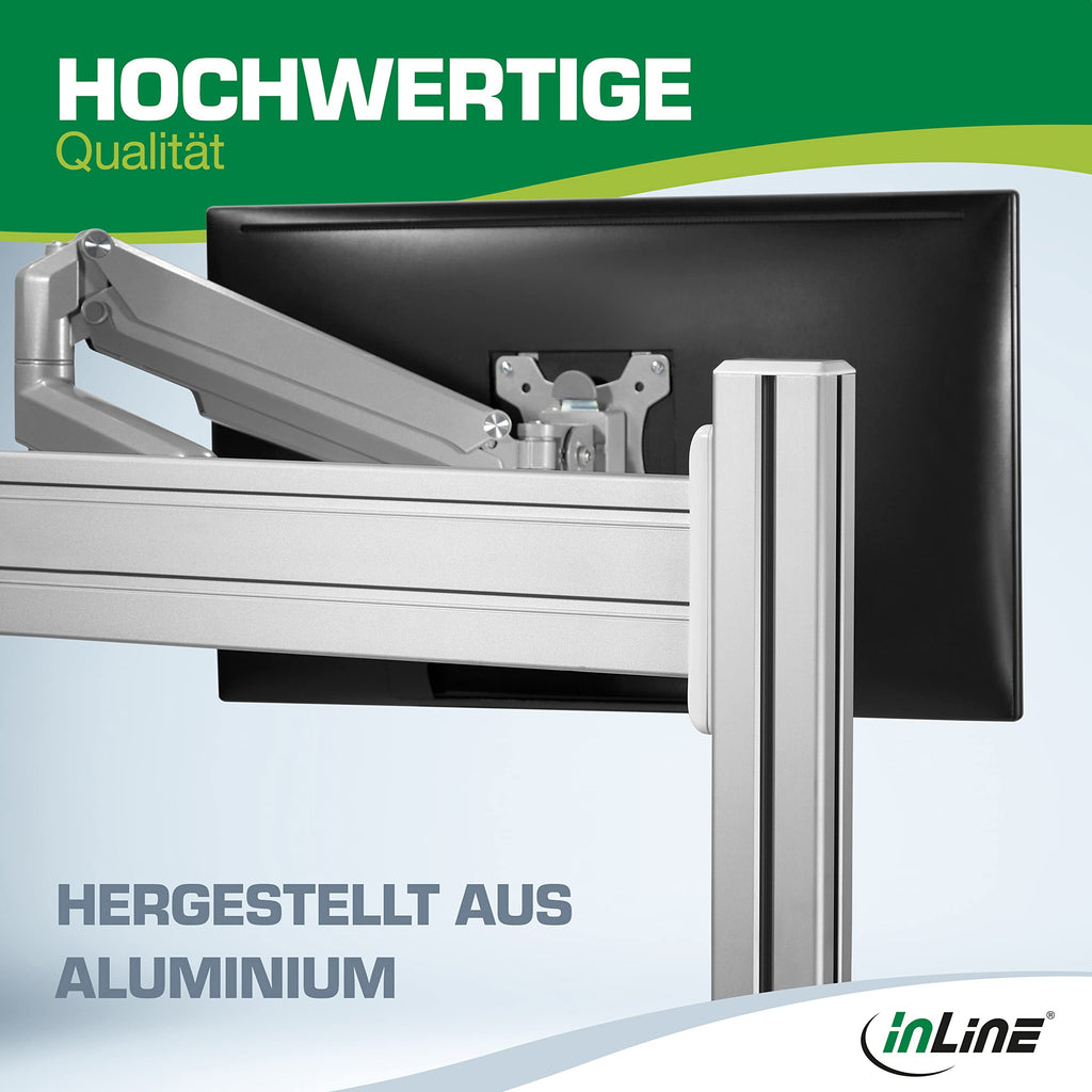 Inline Slatwall Monitorhalterung kurz, Monitor Arm für 13-27 Zoll Monitore, VESA 75/100 mm, Bildschirmhalterung schwarz, 1 Monitor, 23183A