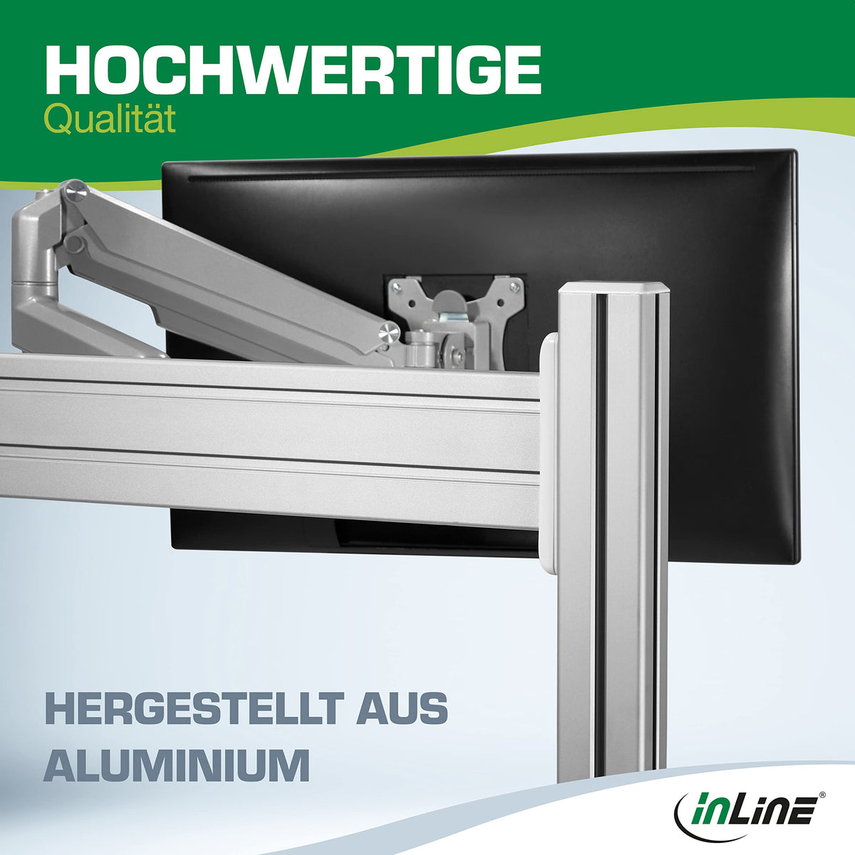 Inline Slatwall Monitorhalterung kurz, Monitor Arm für 13-27 Zoll Monitore, VESA 75/100 mm, Bildschirmhalterung schwarz, 1 Monitor, 23183A