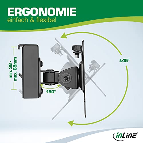 Inline Slatwall Monitorhalterung kurz, Monitor Arm für 13-27 Zoll Monitore, VESA 75/100 mm, Bildschirmhalterung schwarz, 1 Monitor, 23183A