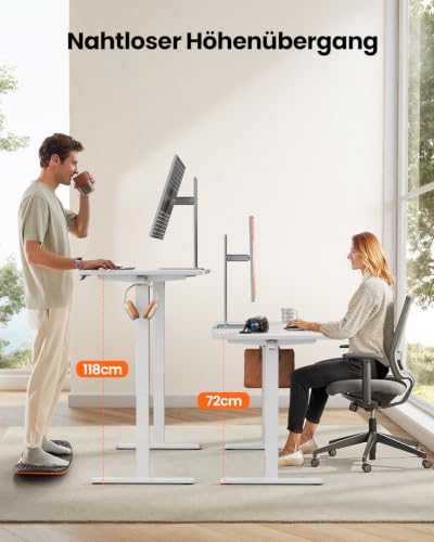 ErGear Höhenverstellbarer Schreibtisch 140x70cm 4-Speicher Geteilte Platte