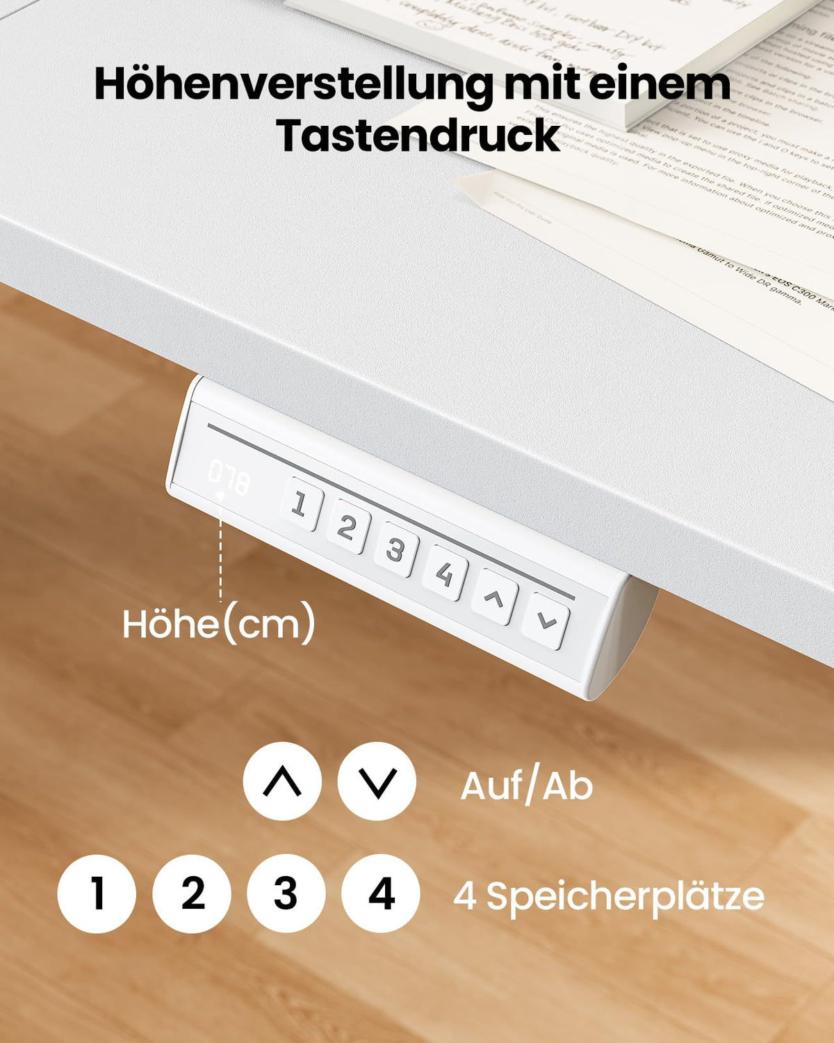 ErGear Höhenverstellbarer Schreibtisch 140x70cm 4-Speicher Geteilte Platte