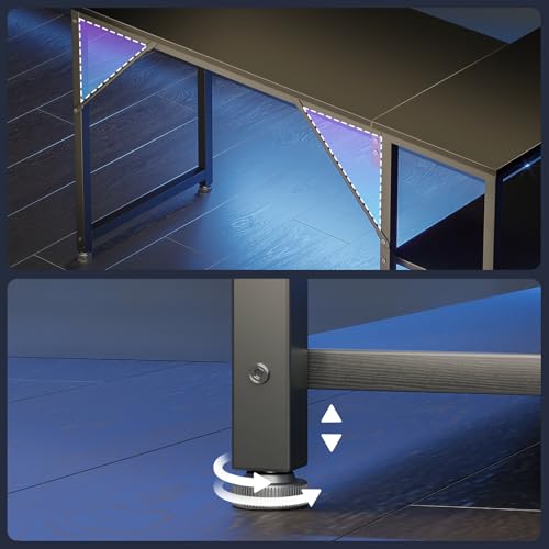 Coleshome Kleiner Gaming Tisch mit Regal, 100×70 cm, Schwarz