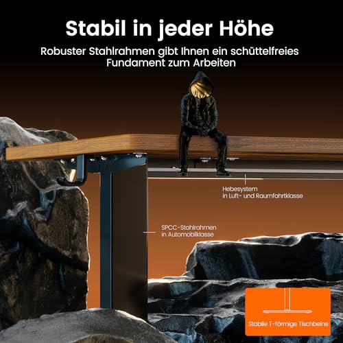 ErGear Höhenverstellbarer Schreibtisch 160x80cm 4-Speicher Geteilte Platte