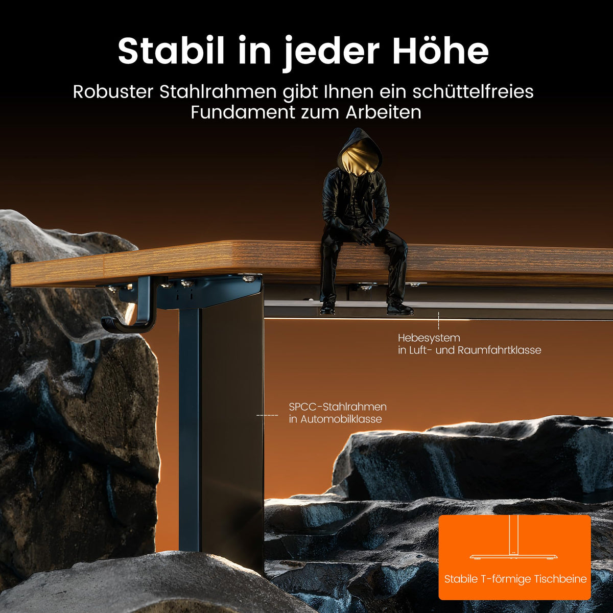 ErGear Höhenverstellbarer Schreibtisch 160x80cm 4-Speicher Geteilte Platte