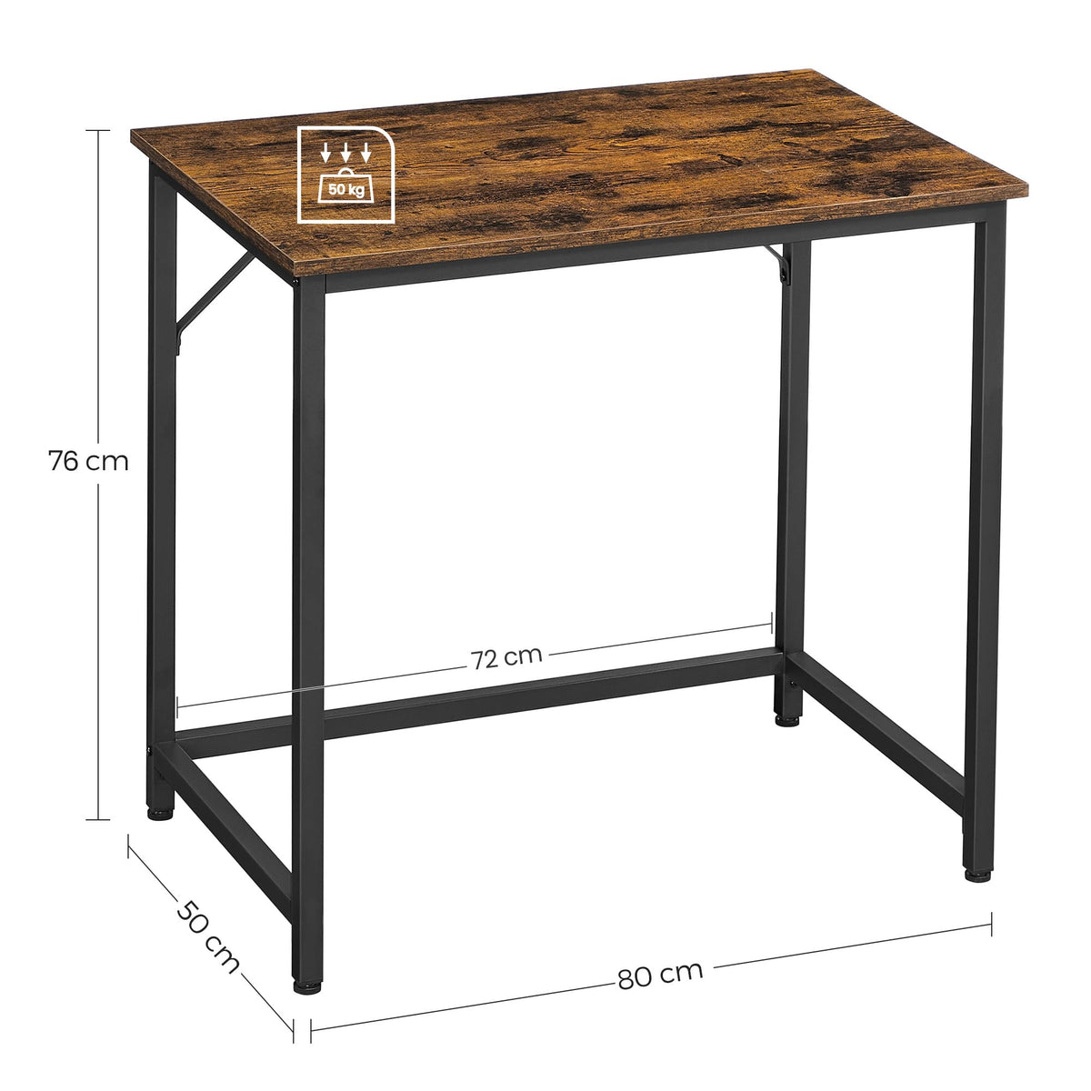 VASAGLE Tisch, Computertisch, Bürotisch, 80 x 50 x 76 cm