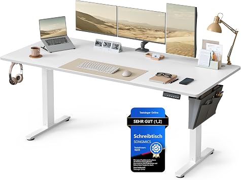 SONGMICS Höhenverstellbarer Schreibtisch 180 x 80 cm