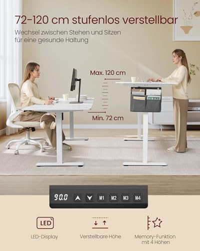 SONGMICS Höhenverstellbarer Schreibtisch 180 x 80 cm