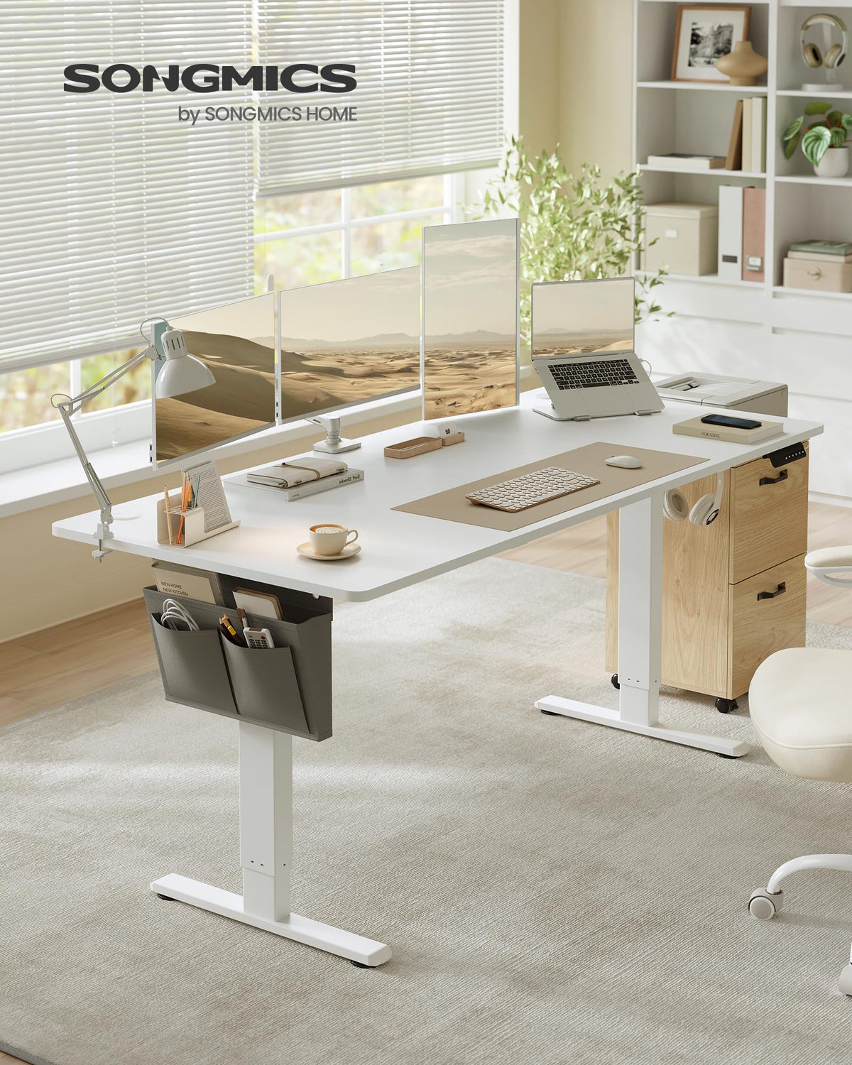 SONGMICS Höhenverstellbarer Schreibtisch 180 x 80 cm