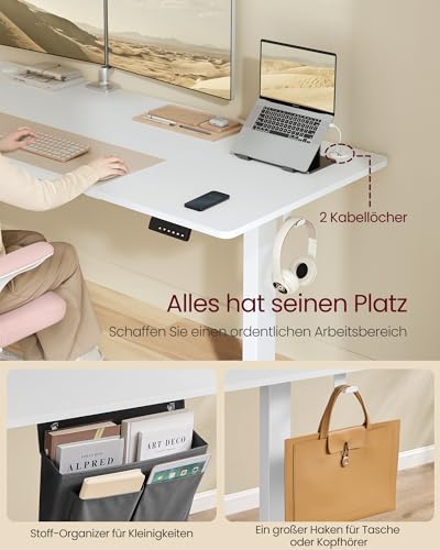 SONGMICS Höhenverstellbarer Schreibtisch 180 x 80 cm